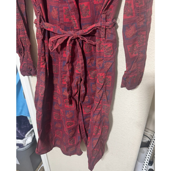 State O Maine Robe Mens S/M burgundy red paisley belted lightweight VTG 1950s - Picture 3 of 8